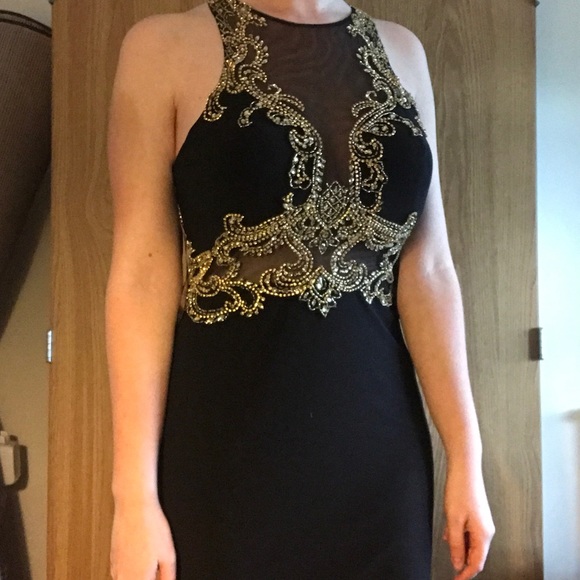 Black and Gold Prom Dress